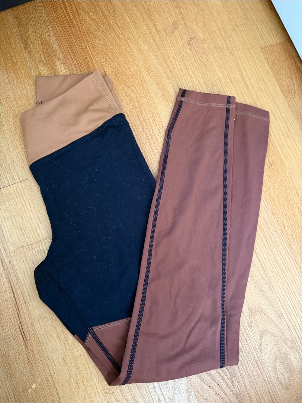WeWoreWhat Kids Colorblock Leggings - Black and Brown
